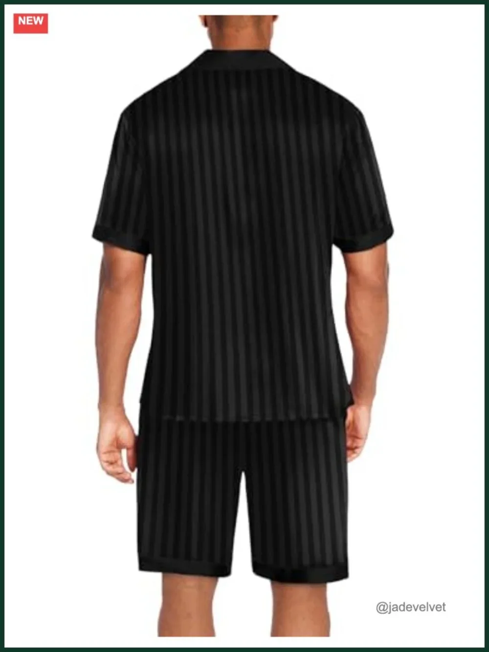 Men's Satin Silk Pajama Set with Pockets Sleepwear Shorts 2-Piece Button Down